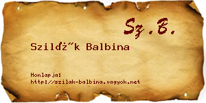 Szilák Balbina névjegykártya